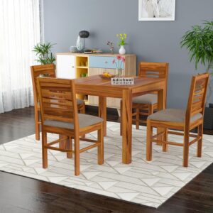 Solid Sheesham Wood 4 Seater Dining Table Set