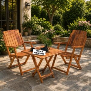 Sheesham Wood Foldable 2 Seater Table & Chair Set