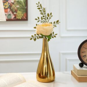 BEHOMA Golden Metal Flower Vase for Home Décor