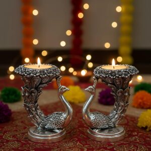 999 Pure Silver Plated Peacock Idol